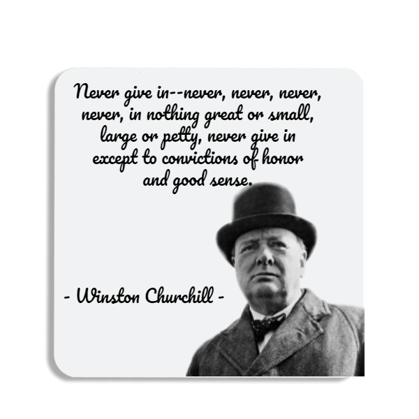 Podtácek  s potiskem Never give in 